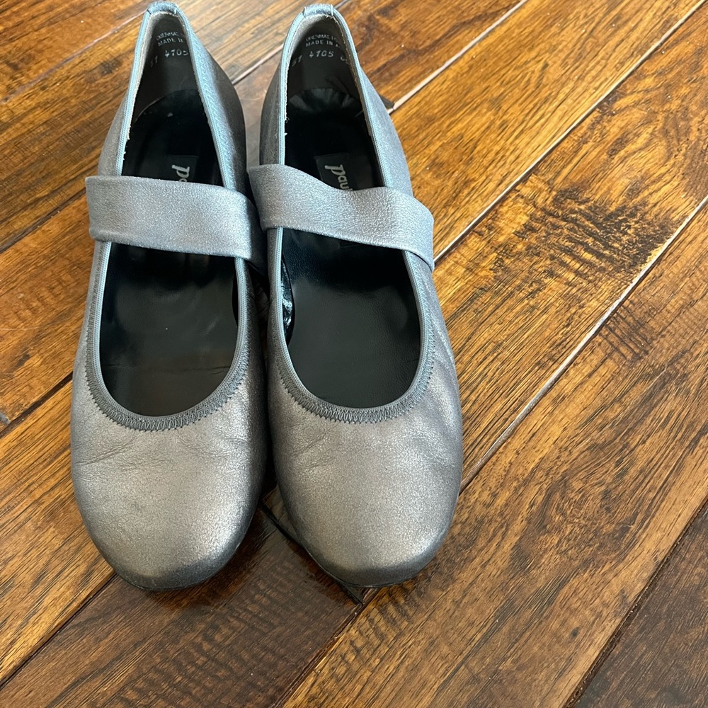 Gray Mary Jane Flats